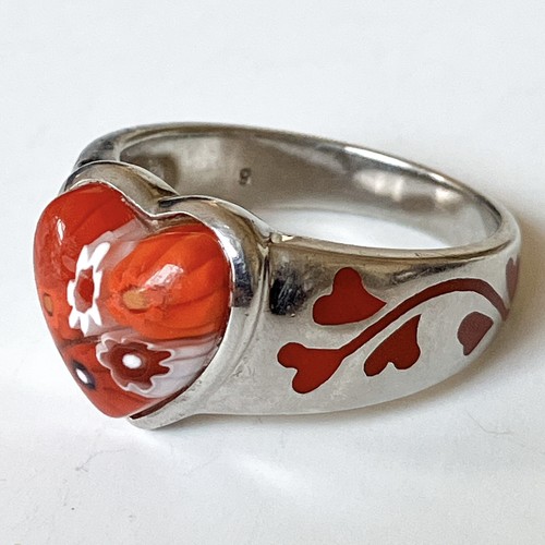 Anello cuore millefiori rosso - cuore,