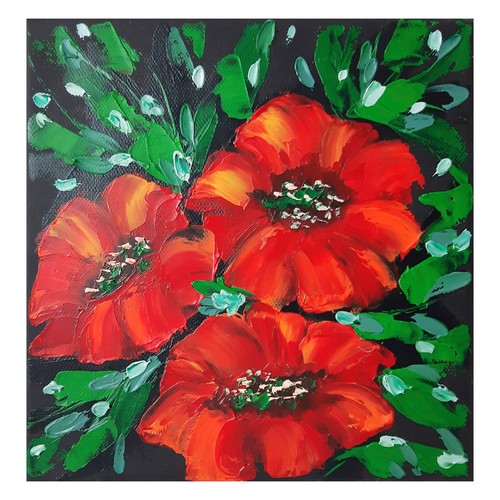 Quadro olio originale fiore - , di