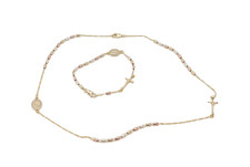 Set Bracciale e Rosario Donna Regalo Terra Santa Gerusalemme Croce Collana Ri...