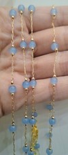 Collana Dorata Con Perline Blu