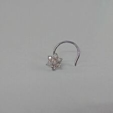 Piercing naso perno fiore diamante originale 0,25 ct per donna oro bianco 14 carati