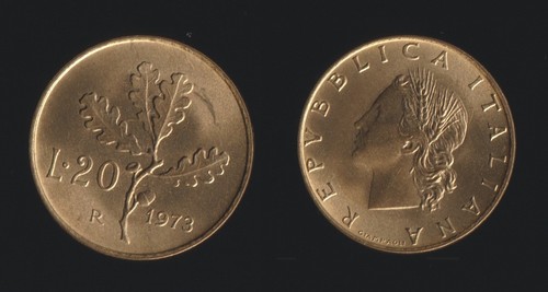 Lire 1973 ramo quercia - 20,