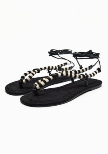Sandali piatti stringati zara - sandali,