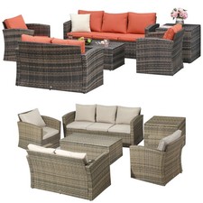 Outsunny Mobili da Giardino 6 Pezzi in Rattan con Tavoli Contenitore