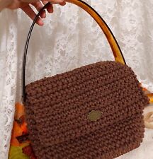 Borsa Borsetta Da Donna Ragazza 30x20x10 cm  All'uncinetto Cotone Colore Marrone