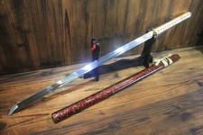 Spada Shirasaya Ninjato Bambù Dorato Forgiata a Mano Giapponese Full Tang