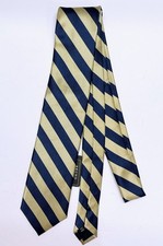 Cravatta collo Bruno Piattelli 100% seta fatta a mano blu oro a righe nuova con etichetta