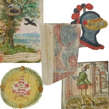 Album amicorum style entry in a 1584 Emblemata, Andrea Alciato. Plantin, Antwerp