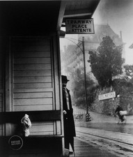Vintage Jeanloup Sieff fermata tram Vevey Svizzera incisione fotografica arte 1954 tappetino 12x12