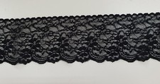 1 metro passamaneria pizzo elasticizzato colore nero altezza 8 cm 