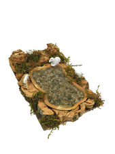 Lago Artigianale con Gregge Pecore Cm 12x20x6h - Pecoraio Scenografia Presepe