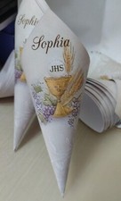 CONI 10pz PORTARISO CONFETTI  MONTATI PRIMA COMUNIONE  BAMBINO/A PERSONALIZZATI