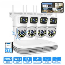 Sistema CCTV Wireless Telecamera WiFi Doppia Obiettivo Sicurezza Audio Videosorveglianza Set