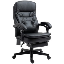 Vinsetto Sedia da Ufficio Imbottita e Presa Massaggiante in Similpelle USB Nero