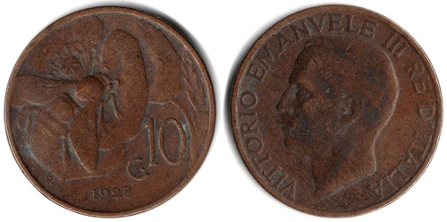 Centesimi 1928 moneta - 10,