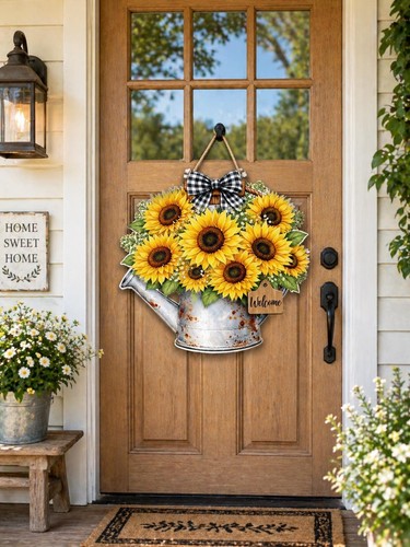 Insegna porta legno girasole - porta,