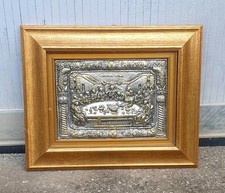 VECCHIO ANTICO QUADRO RELIGIOSO ORO ARG. 40x48x2 QUADRO ULTIMA CENA GESÙ CRISTO