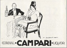 PUBBLICITA' 1927 CORDIAL CAMPARI LIQUORE LIQUOR DRINK BAR  MARCELLO DUDOVICH 