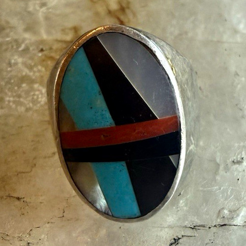 Anello ovale vintage zuni - ovale,