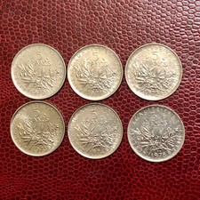 Lotto 6 Monete da 5 Franchi