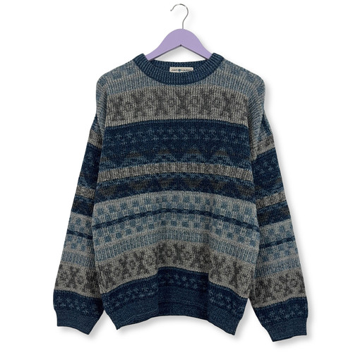 Maglione vintage blu grigio - maglione,