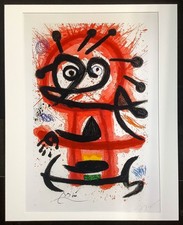 Autentica litografia firmata a mano Joan Miro - grande 16x20 pollici con certificato