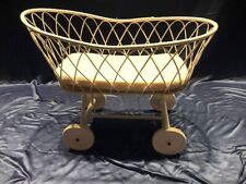 CULLA  DI VIMINI USATA RIVESTIMENTO COL. AZZURRO - SARTORIA ARTIGIANALE