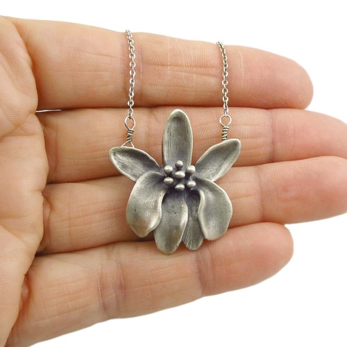 Collana fiore moringa argento - fiore,