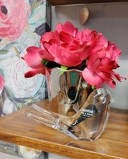 FORMIA VETRI DI MURANO VETRO UCCELLINO TRASPARENTE nero vortice interno coda spaccata colomba 5,5" 