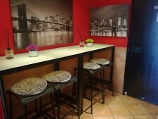 Arredo Bar Composto Da 3 Tavoli Rettangolari Con Vetro E 12 Sgabelli