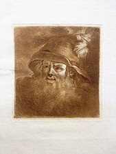 PARMA. BENIGNO BOSSI 1755."UOMO CON BARBA E CAPPELLO.Acquaforte originale.Emilia
