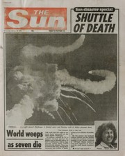 THE SUN NEWSPAPER 29 JAN 1986 . SPACE SHUTTLE CHALLENGER EXPLOSION DISASTER