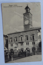 ce654 cartolina reggio emilia palazzo del monte e torre dell'orologio