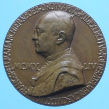 FRANCIS SPELLMAN MEDAGLIA 1944 VISITA IN ITALIA DEL CARDINALE DI NEW YORK BRONZO