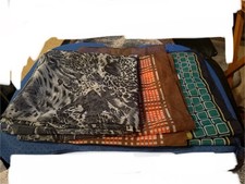 Lotto 3 sciarpe quadrate vintage 2 seta 1 poli fiori treni tifosi boho hippie