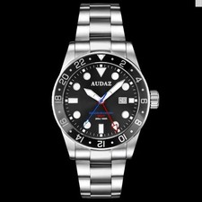Nuovissimo orologio da polso Audaz 42 mm Marine Diver GMT quarzo svizzero quadrante nero con data