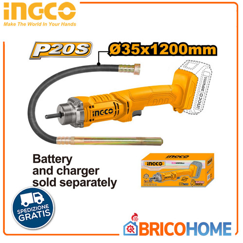 Vibratore per calcestruzzo - calcestruzzo, 20v