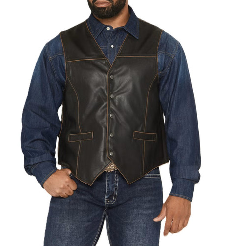 Gilet uomo pelle nero - , vera