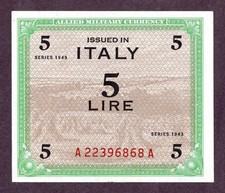ITALIA Banconota 5 LIRE 1943