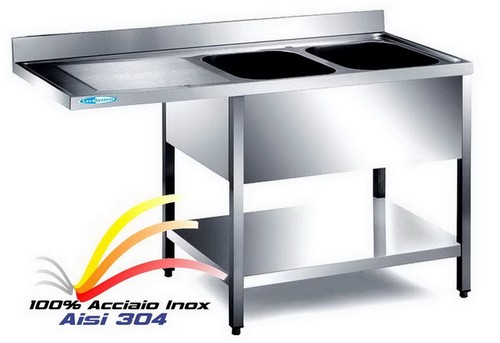 Lavello cm160x60x85 acciaio - lavello,