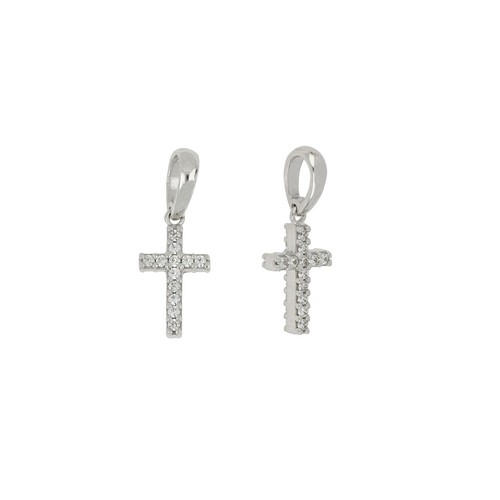 Croce oro bianco 18kt - bianco, zirconi