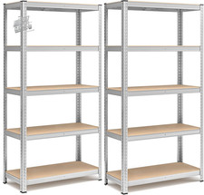 2 Scaffali Metallo 5 Ripiani