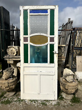 Porta anta singola bianca con vetri artistici puntinati - 012