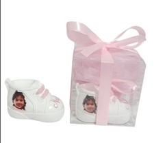 bomboniera Battesimo Bimba Foto Personalizzabile Scarpina Scarpetta Orsetto 