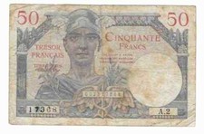 1947 FRANCIA Banconota - 50 FRANCHI "Occupazione francese in Germania"