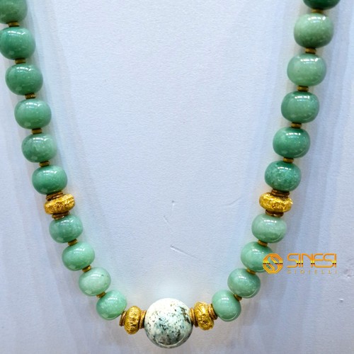 Collana oro fluorite verde - collana,
