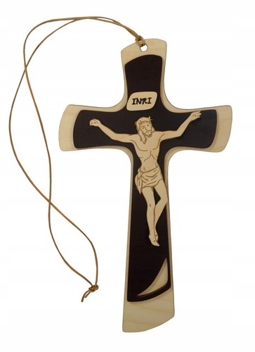 Croce legno con cordino