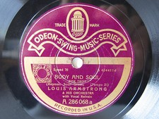 78rpm LOUIS ARMSTRONG - Body and soul / You can depend on me - RARE ODEON SWING