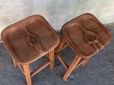 Sgabello alto bar in legno PUB Adamo ed Eva per caffè e bar ontano castagno