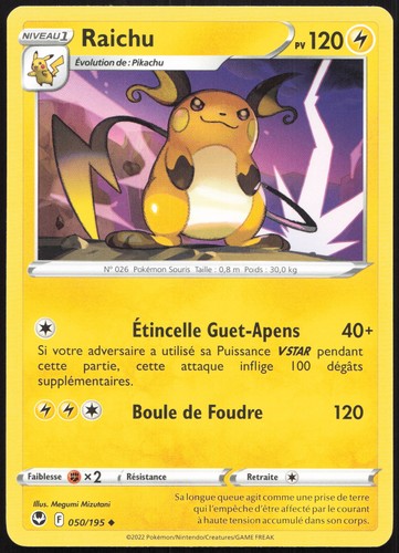 Carte pokémon raichu - pokémon,